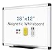 VIZ-PRO Magnetisches Whiteboard/Trockenabwischbares Board, 45 x 30 cm, inklusive 1 Radiergummi & 2 Marker & 4 Magneten