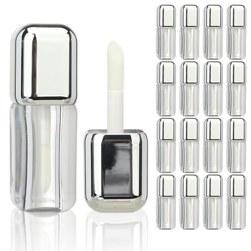 COSIDEA 16pcs Silver 5ml Square big wand lip gloss tubes for DIY lipgloss containers tubes with...