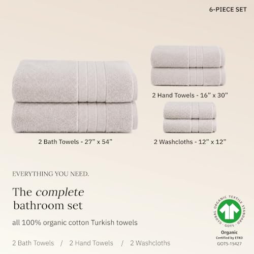 California Design Den Organic Cotton Luxury Bath Towel Set, Light Beige - image 3