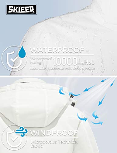 Skieer Men's Waterproof Winter Snow Jacket Warm Cotton Padded Raincoat White M #TOP5