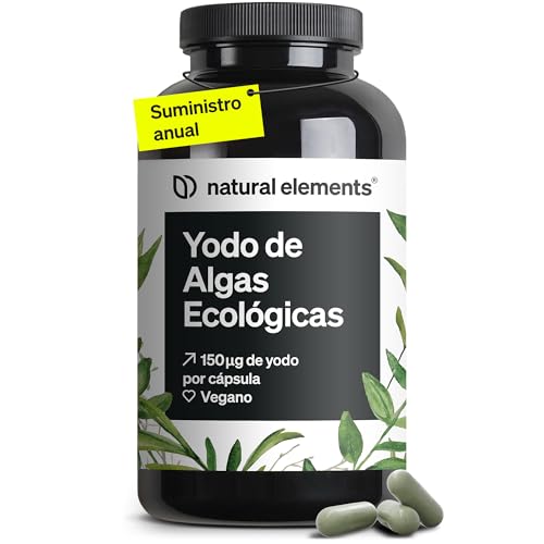 Yodo natural ecológico (Kelp orgánico) - 365 Tabletas para 1 año - Soporte para la función normal de la tiroides - 150 µg de yodo de algas pardas - Vegano, sin aditivos - Probado en laboratorio