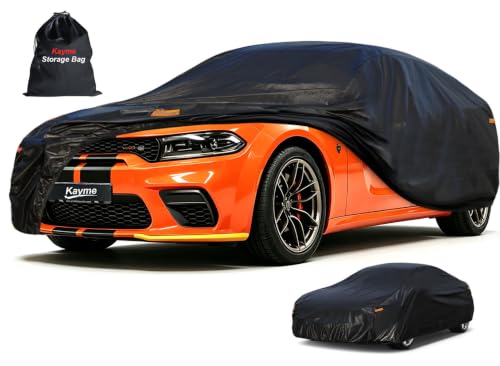 Image of Kayme 7 Layers Car Cover Custom Fit for Dodge Charger (2006-2025) Waterproof All Weather for Automobiles, Outdoor Full Cover Rain Sun UV Protection.Black