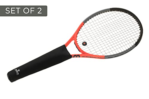 Thorza Tennis Racket Grip Cover (Set Of 2), Black, Removable Protective Handle Wrap For Storage And Bag Transport, Universal Racket Accessory For Active Players #TOP1