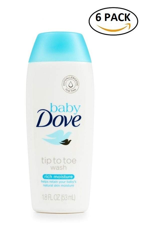 Baby DoveTip To Toe Wash Rich Moisture 1.8 oz travel size (6 Pack)