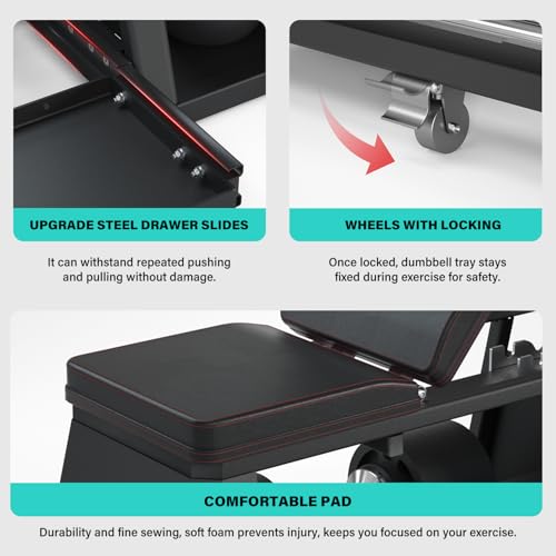 Image of SNODE AD80 Adjustable Dumbbell Set 80LBS (Pair) with the 4in1 Storage Bench, Adjustable Weights Bench with Cable Crossover,Strength Traning Bench for Home GYM, Store The dumbbell