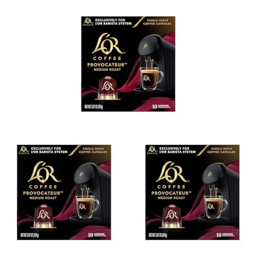L'OR Coffee Pods, 30 Count Provocateur Medium Roast Blend, Single-Serve Aluminum Coffee Capsules Compatible with the L'OR BARISTA System & *Nespresso Original Machines, 30 Count (Pack of 3)