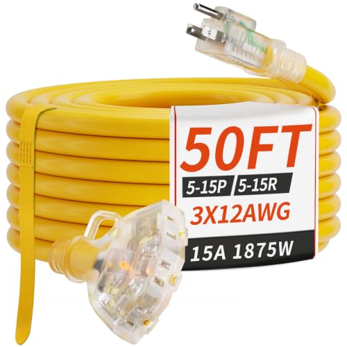 PlugSaf 12/3 50-Foot 3-Outlet