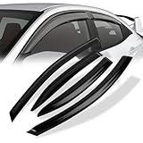 Seaforie Rain Guards for Car Windows Compatible with 2006-2011 Honda Civic 4-Door Sedan,Smoke Tape-on Type Windows Visors Sun/Rain Guards,4PCS Acrylic Slim Style Side Window Wind Deflectors