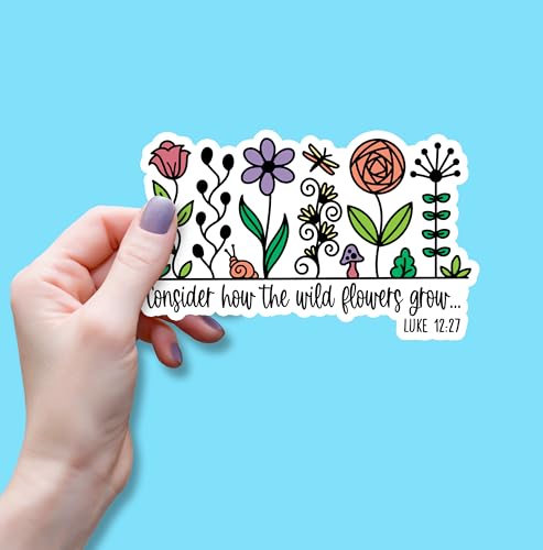 (3PCS) Consider How The Wildflower Grow Sticker, Christian Faith Religious