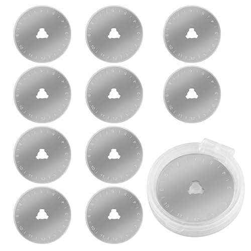 10Pcs Rotary Cutter Blades 45mm Compatible with Olfa Fiskars Rotary Blades with Box for Fabric Cutter Quilting Supplies for Quilting Sewing Fabric Cutting and Craft Making Projects