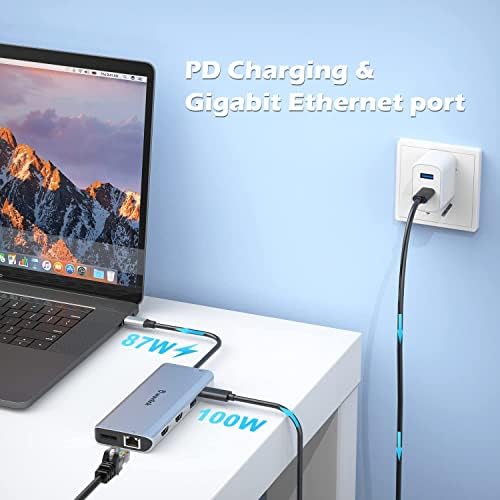 USB C Docking Station Triple Display with 4K DisplayPort, 2x4K HDMI, WAVLINK 100W PD USB C Hub Laptop Docking Station support Gigabit Ethernet, 5 USB,SD/TF, 3.5mm Audio for Windows, Mac OS