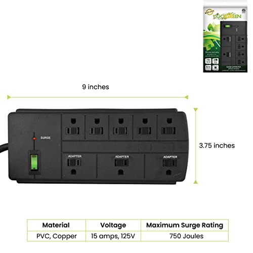 Go Green Power Gg-18316Bk 8 Outlet Surge Protector, Black #TOP1