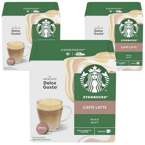 Starbucks Caffe Latte de Nescafe Dolce Gusto Coffee Pods (paquete de 3 cajas)