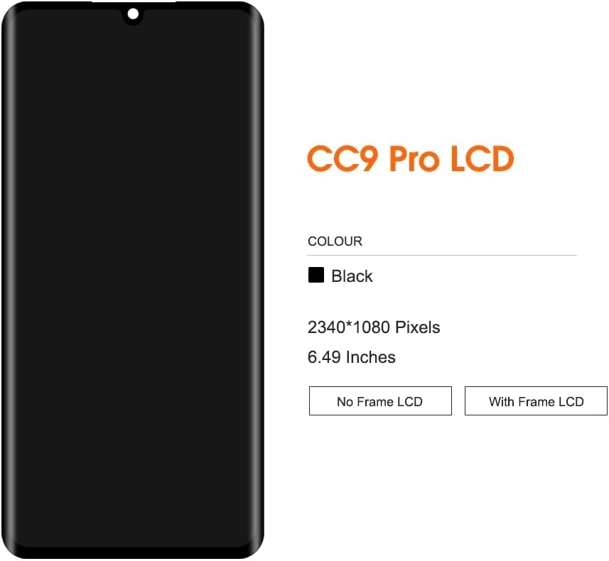 SHOWGOOD 6.47'' LCD Mi CC9 Pro Display for Xiaomi Mi Note 10/Note 10 Pro Touch Screen Assembly Digitizer M1910F4G LCD with Frame Display (Green Frame)
