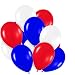 Pack of 100, Assorted Bright Red, White and Blue Color Latex Balloons, MADE IN USA!