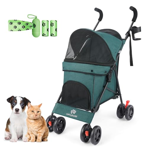Wedyvko Umbrella Dog Stroller for Small Dogs, Dark Green