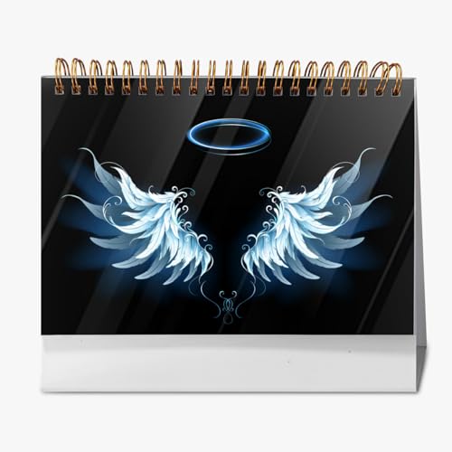 2026年 卓上カレンダー 天使の翼 美しい 月間カレンダー ページめくり 新日本カレンダー 実用性 文房具 360°書き込み 小型 デスクトップ おしゃれ 計画整理 プレゼント 2025年9月?2026年12月
