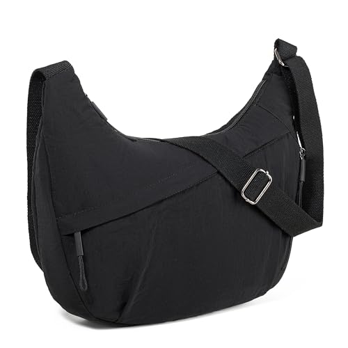 Nylon Crescent Crossbody Bag for Women Shoulder Tote Handbag Casual Sling Bag for Outdoor Travel