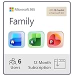 Microsoft 365 Family | 12-Month Subscription | Up to 6 People | Premium Office Apps: Word, Excel, PowerPoint and more | 1TB Cloud Storage | Windows Laptop or MacBook Instant Download | Activation Required