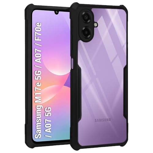 Image of TheGiftKart Shockproof Crystal Clear Back Cover Case for Samsung Galaxy M17e 5G / A07 / F70e / A07 5G | 360 Degree Protection | Protective Design | Transparent Back Case Cover (PC & TPU, Black Bumper)
