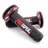 7/8' Motorcycle Hand Grips Handle Bar for Dirt Bike/Pit Bike Used Rubber Bar End Thruster Grip Handlebar Grips Throttle for Motorcycle Racing (Black-Red, 22mm)
