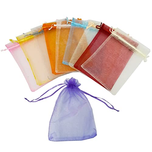DUGYIRS 100 Stück Organza Beutel mit Kordelzug 13cmx18cm 10 Farben Geschenktüten Party Taschen für Schmuck, Hochzeit, Kindergeburtstag Cover