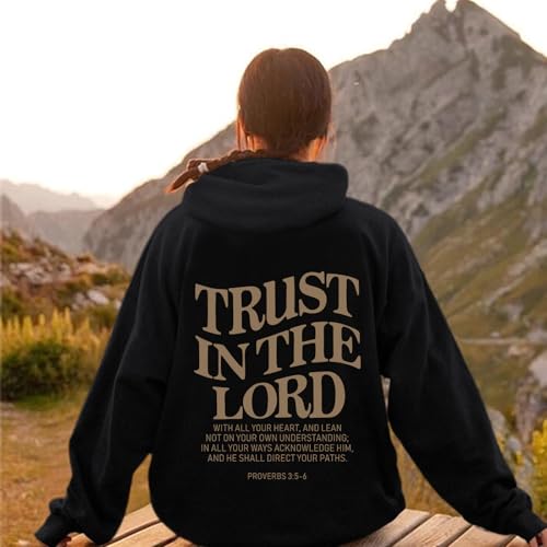 Tuislay Trust In The Lord Graphic Hoodies Christian Faith Sweatshirts For Women Bible Verse Religious Hoodie Pullover Tops - Image 3