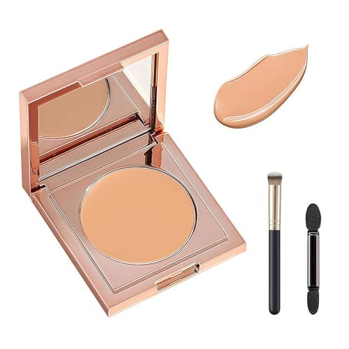 LuminaVerde Corrector de Ojeras, Corrector CC de Arcilla con Pincel, Hidratante Iluminador para Círculos Oscuros (Melocotón Mediano-Tostado)