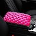 SPANICE Bling Bling Car Armrest Cover Auto Center Console Protective Cover Luster Crystal Rhinestone Car Arm Rest Cushion Pad Car Interior Accessory (Pink 2)