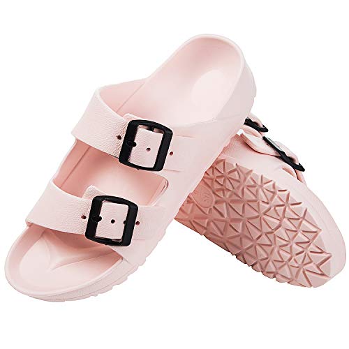 DL Adjustable Women's EVA Slides Sandals Double Buckle Beach Sandals for Women Slip On Summer Lightweight Waterproof…