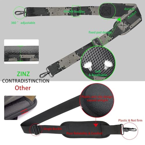 Image of ZINZ 79 inch Shoulder Strap, Extra-thick Fixed Cushion Pad and Dual Clasps Universal Replacement Strap with Metal Swivel Hooks for Laptop Bags, Luggage Bags, Camera, Crossbody(Camouflage Gray)