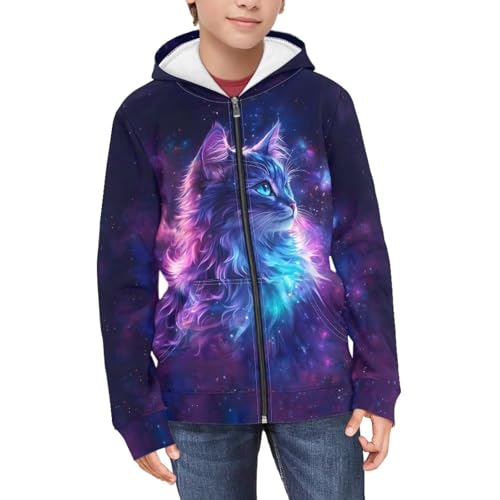JEOCODY Full Zip Up Hoodies for Teen Girls Kids Long Sleeve Sweatshirt Jacket Size 6-162