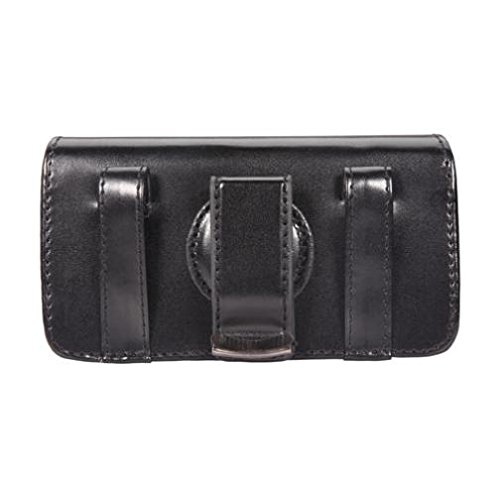 Black Leather Phone Case Cover Protective Pouch Swivel Belt Clip Loops for T-Mobile Samsung Galaxy Avant (SM-G386T) - T-Mobile Samsung Galaxy Core Prime - T-Mobile Samsung Galaxy Exhibit