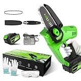 HILICHT Mini Chainsaw Cordless 21V Electric,6s Cut 6-Inch Log,4000mAh Battery & Safety Lock,Powerful Handheld Electric Chain Saw for Tree Trimming, Wood Cutting, Garden Maintenance