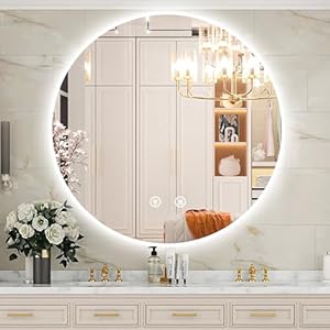 Led Mirror for Bathroom 24 Inch, Backlit Vanity Bathroom Mirror with Lights, Smart Dimmable Touch, 3 Color Modes, Shatter-Proof Round Mirror