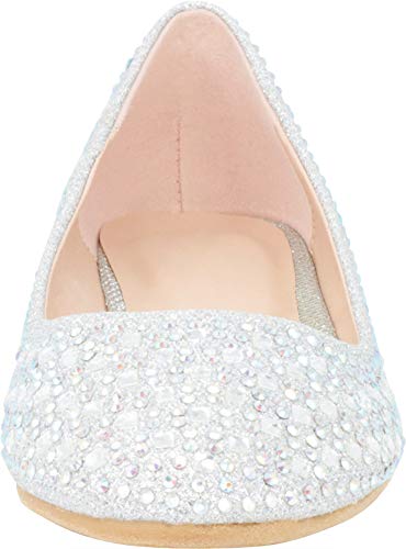 Cambridge Select Women's Round Toe Glitter Crystal Rhinestone Ballet Flat,6 B(M) US,Silver Glitter - Image 3