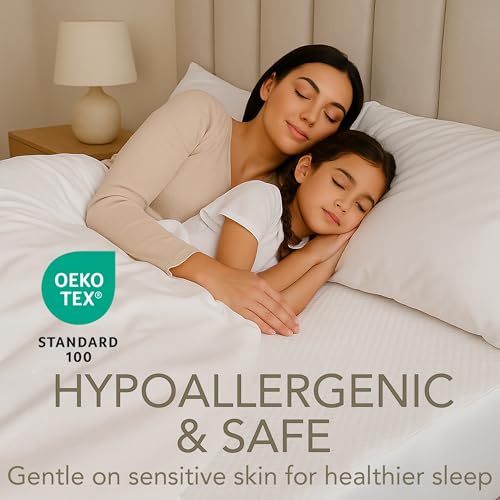 Image of California King Mattress Protector | 100% Waterproof Tencel Cover | Cooling Breathable Deep Pocket Pad | Noiseless Hypoallergenic Washable