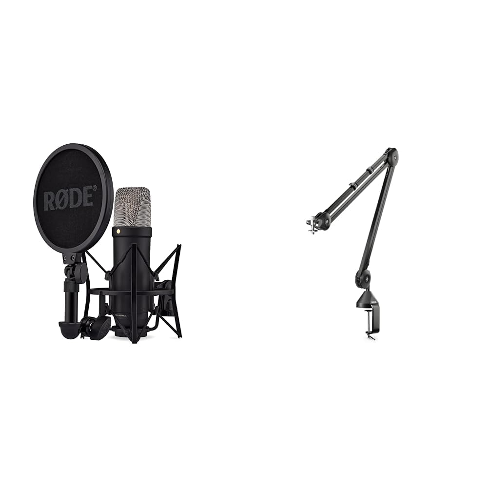 RØDE NT1 5ème Génération Microphone à condensateur de Studio à Grand diaphragme avec Sorties XLR et USB, Support Antichoc et Filtre Anti-Pop pour la & PSA1 Bras de Studio Professionnel