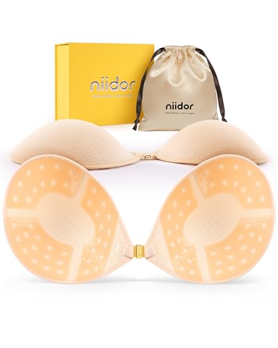 Image of Niidor Womens Strapless Bra Sticky Bra Push Up Backless Reusable Magnetic Front Closure Breathable Sports Bras