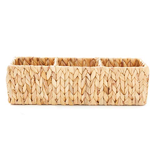 Image of Americanflat Rectangular Hand-woven Basket for Storage and Organization (Water Hyacinth, Natural)