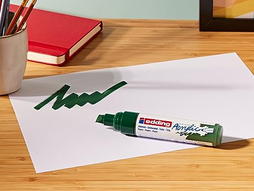 edding 5000 Acrylic Marker Broad - Green - 1 Waterproof Acrylic Paint Marker - Chisel tip 5-10 mm - Acrylic Paint pens for Drawing on Canvas, Art Paper and Wood - Acrylic Markers for Pebbles