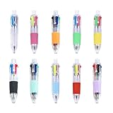 YIPFEN Lot de 10 Stylos Bille 4 Couleurs   Polyvalents pour Enfants & Adultes. Idéal École, Bureau, Cadeau Anniversaire & Sachet Fête. Couleurs de Corps Assorties.