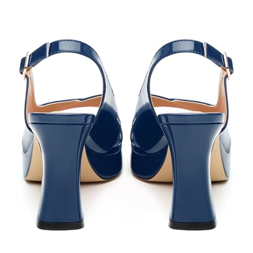 Platform Heels for Women 3.2 Inch Chunky Block Heels Sandals Open Toe with Slingback Ankle Strap Wedding Party Dress Comfortable Shoes4