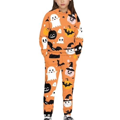 Gomyblomy Girls Halloween Sweatsuit Kids Hoodie Sweatshirts and Jogger Pants 2 Piece Outfits Long Sleeve Tracksuit Set