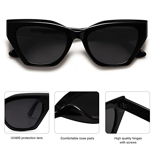 Sojos Square Cat Eye Polarized Sunglasses For Women Retro Classic Vintage Trendy Cateye Shades Sunnies Gafas De Sole Sj2235 Black #TOP3
