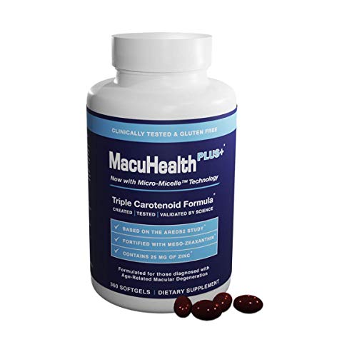 MacuHealth PLUS+ Eye Vitamins Supplement for Adults (90 Days Supply) AREDS2 Based Formula for AMD with Lutein, Zeaxanthin, And Meso-Zeaxanthin | Protect Against Macular Degeneration