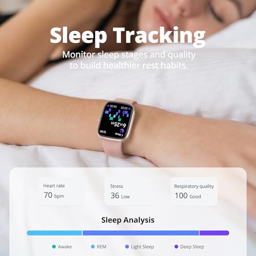 Image of Smart Watch for Women, 1.83 inch HD Touchscreen Fitness Tracker, Bluetooth Calling, 110+ Sports Modes, Heart Rate SpO2 Sleep Monitor, DIY Dial, IP67 Waterproof, Compatible with Android & iOS
