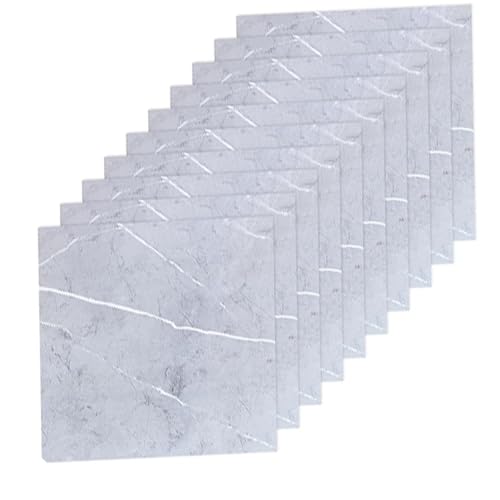10 hojas de azulejos de vinilo con efecto mármol, autoadhesivos, impermeables, azulejos de mármol de 12 x 12 pulgadas, para cocina, sala de estar, baño, dormitorio, caravana (gris)