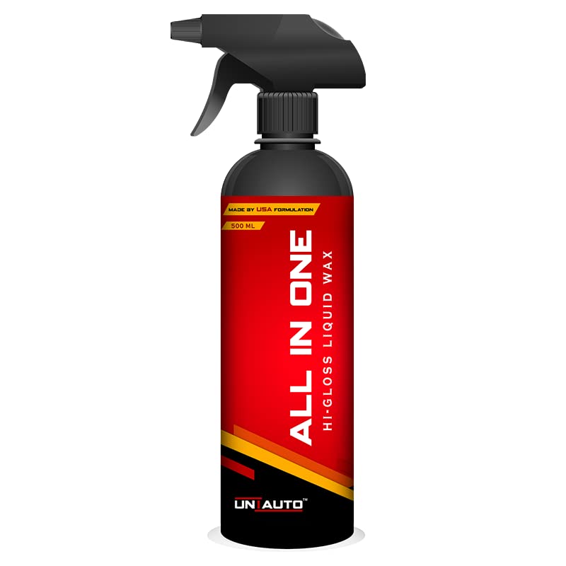 Uniauto All in One Liquid Wax Polish | Multipurpose Car Cleaner | Removes Dirt & Stain | Wax Polish for Car Seat, Dashboard, Vinyl, Fabric, Leather (500 ML)