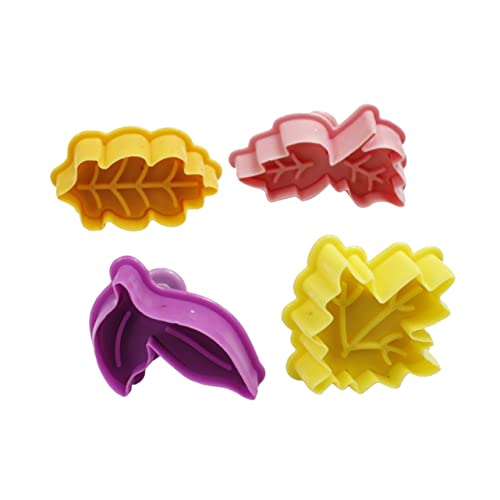 Ciieeo Diy Baking Tool 4 Pcs 3d Leaf Fondant Molds Baking Cake Moulds Pp Material Easy to Use for All Occasions Random Color